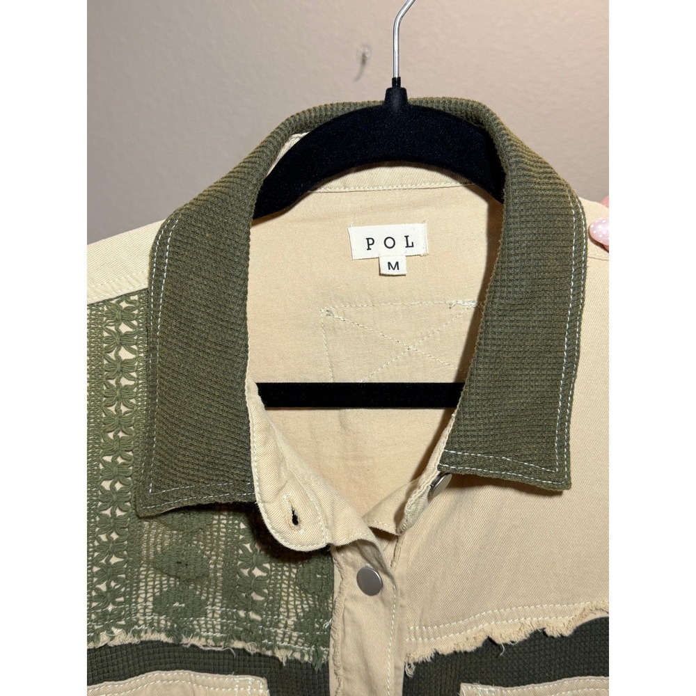 POL Women's Patchwork Oversized Shacket Size Medium - Picture 3 of 3